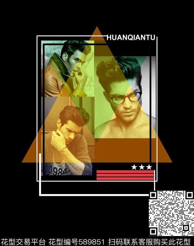 时尚潮牌休闲美男数码印花华亿平台下载（图片编号: 589851） - 瓦栏（Walan）