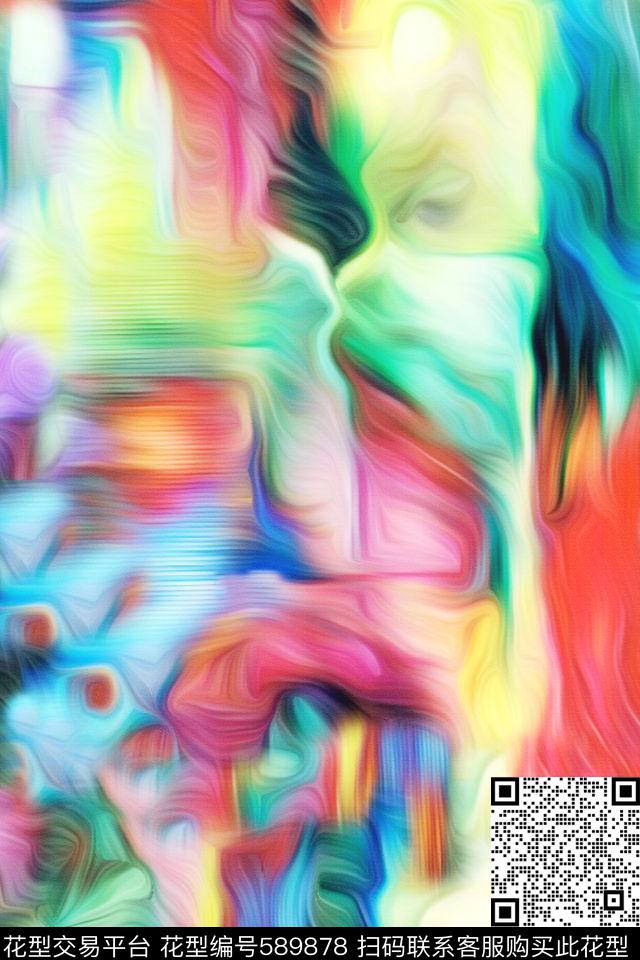 炫彩抽象女装数码印花华亿平台下载（图片编号: 589878） - 瓦栏（Walan）