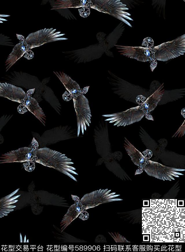 男装印花个性老鹰T恤卫衣数码印花华亿平台下载（图片编号: 589906） - 瓦栏（Walan）