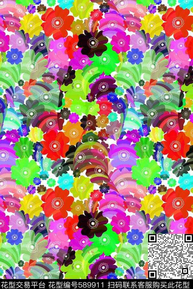 原创创意花卉数码印花华亿平台下载（图片编号: 589911） - 瓦栏（Walan）