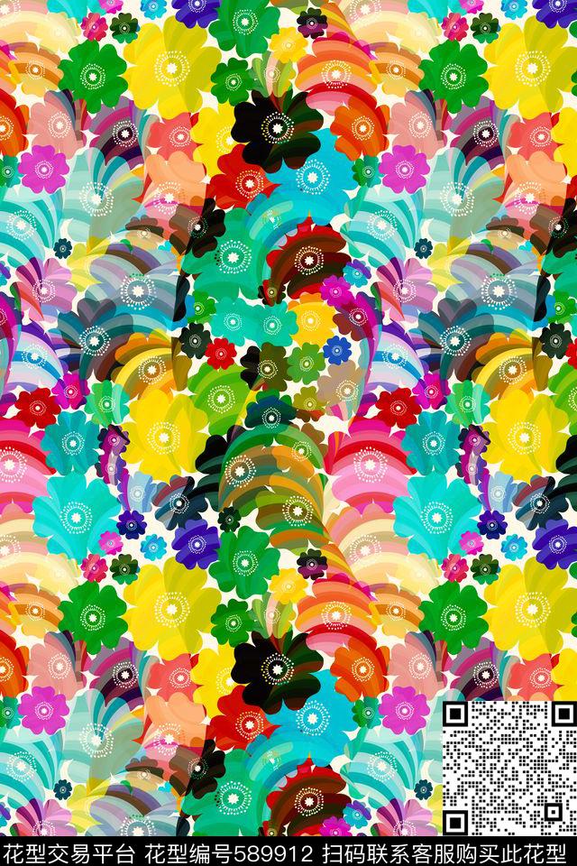 原创创意花卉数码印花华亿平台下载（图片编号: 589912） - 瓦栏（Walan）