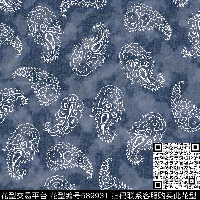 牛仔佩斯利时尚传统印花华亿平台下载（图片编号: 589931） - 瓦栏（Walan）