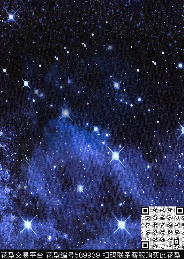 牛仔星空时尚数码印花华亿平台下载（图片编号: 589939） - 瓦栏（Walan）