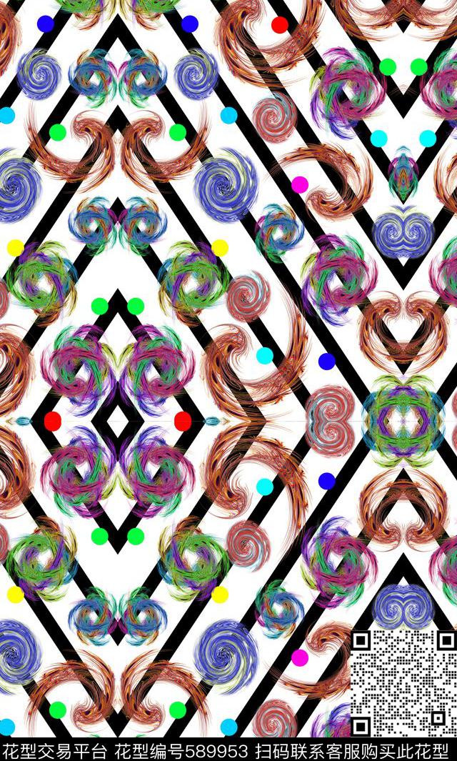 数码华亿平台抽象几何数码印花华亿平台下载（图片编号: 589953） - 瓦栏（Walan）