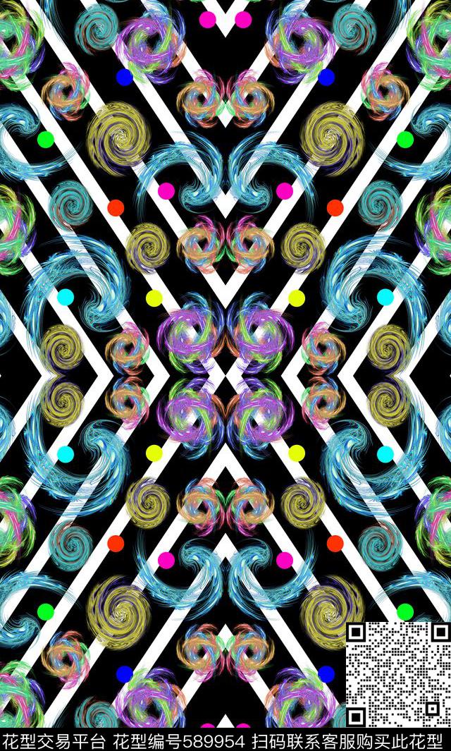 数码华亿平台抽象几何数码印花华亿平台下载（图片编号: 589954） - 瓦栏（Walan）