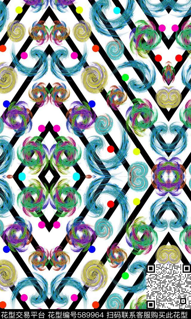数码华亿平台抽象几何数码印花华亿平台下载（图片编号: 589964） - 瓦栏（Walan）