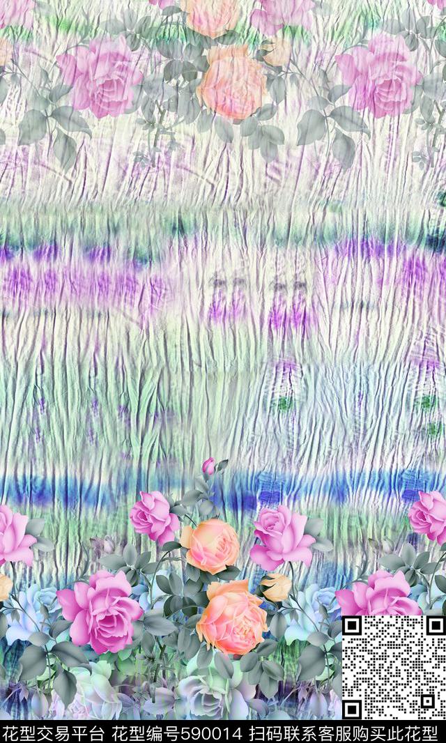 草花卉清爽数码印花华亿平台下载（图片编号: 590014） - 瓦栏（Walan）