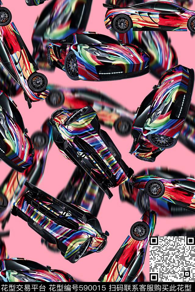 时尚大牌欧美风格靓丽跑车怪异设计数码印花华亿平台下载（图片编号: 590015） - 瓦栏（Walan）