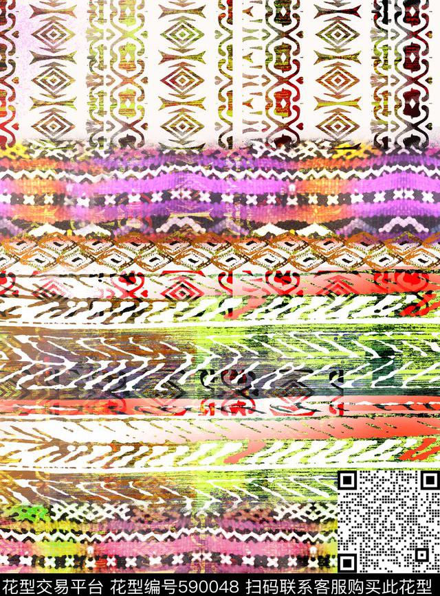 民族风几何数码印花华亿平台下载（图片编号: 590048） - 瓦栏（Walan）