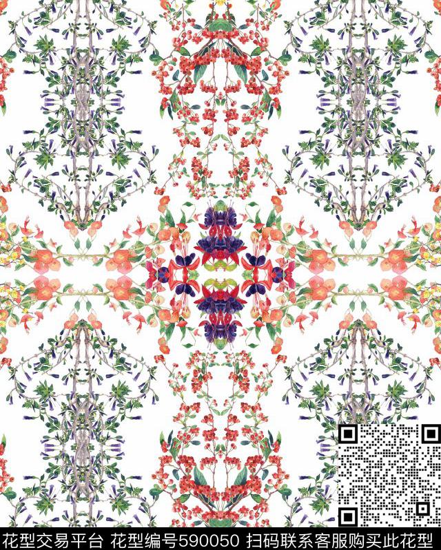 清新花数码印花华亿平台下载（图片编号: 590050） - 瓦栏（Walan）