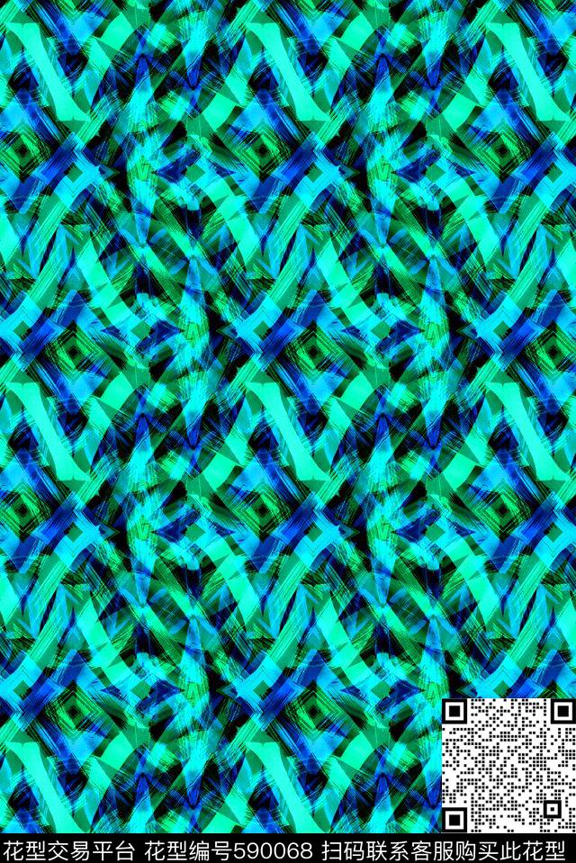 艺术笔触条纹艺术条纹男装数码印花华亿平台下载（图片编号: 590068） - 瓦栏（Walan）