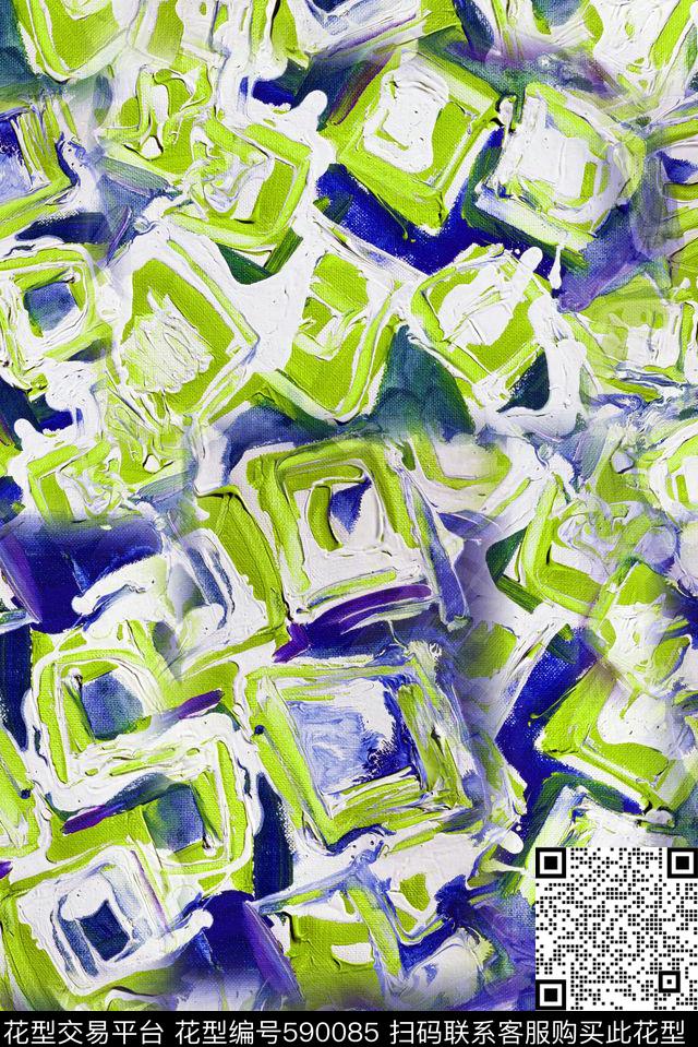 色块块面油画色块数码印花华亿平台下载（图片编号: 590085） - 瓦栏（Walan）