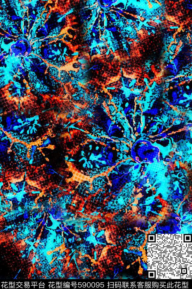 泼墨墨迹男装数码印花华亿平台下载（图片编号: 590095） - 瓦栏（Walan）