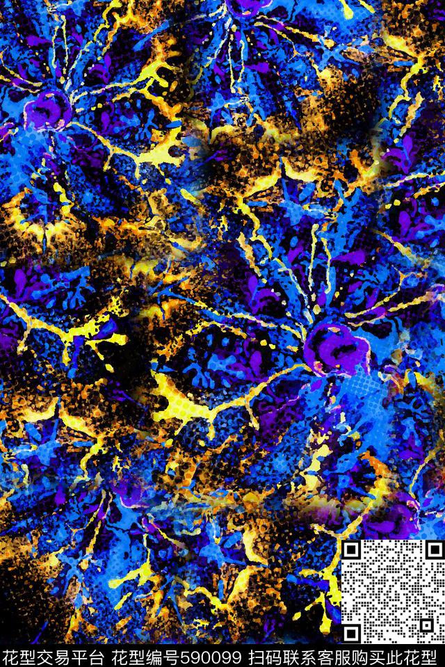 泼墨墨迹男装数码印花华亿平台下载（图片编号: 590099） - 瓦栏（Walan）