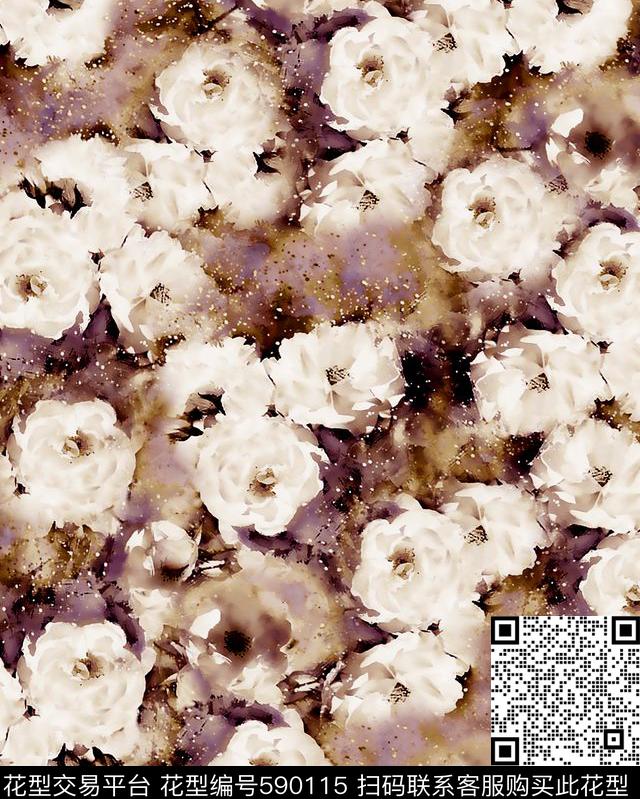 水墨鞋子肌理。满版数码印花华亿平台下载（图片编号: 590115） - 瓦栏（Walan）