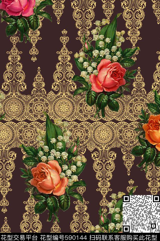 沙发布（欧式纹理）欧式纹花卉数码印花华亿平台下载（图片编号: 590144） - 瓦栏（Walan）