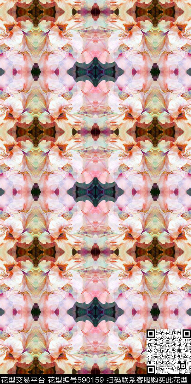 花卉。定位满版中老年数码印花华亿平台下载（图片编号: 590159） - 瓦栏（Walan）