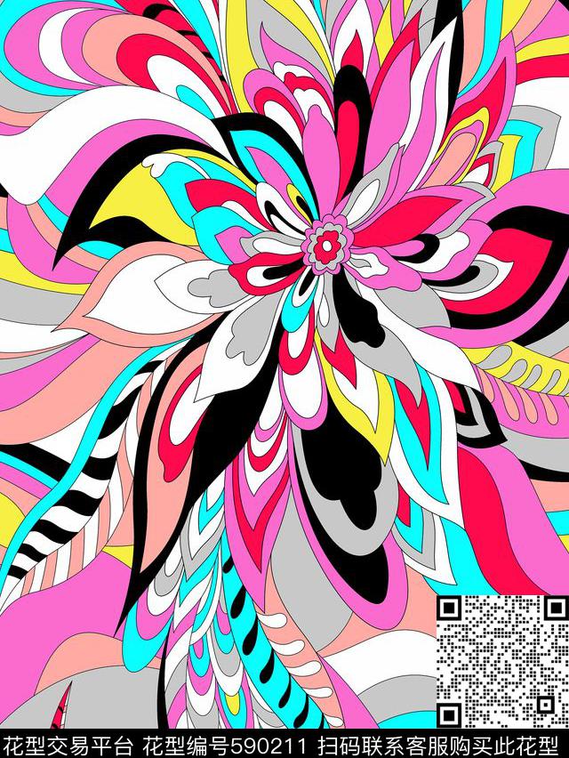 淑女花朵花卉传统印花华亿平台下载（图片编号: 590211） - 瓦栏（Walan）