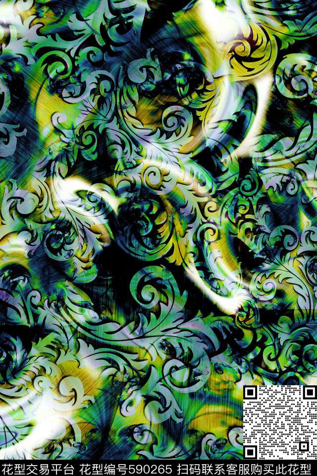 抽象欧式花纹民族风数码印花华亿平台下载（图片编号: 590265） - 瓦栏（Walan）