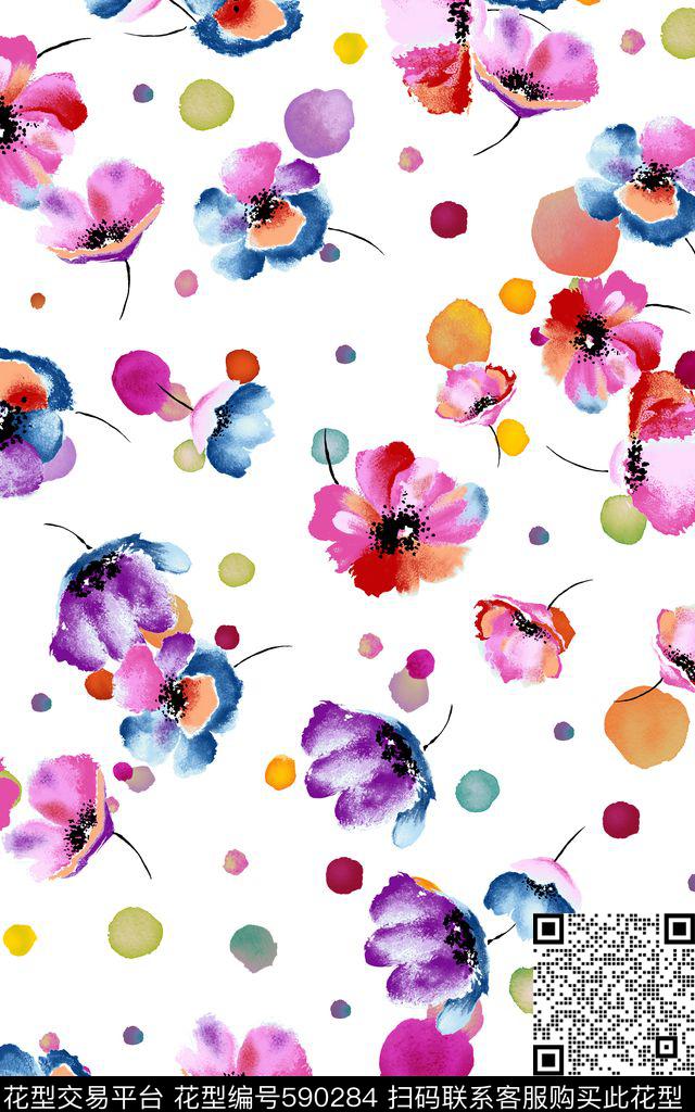 小碎花休闲风水渍数码印花华亿平台下载（图片编号: 590284） - 瓦栏（Walan）
