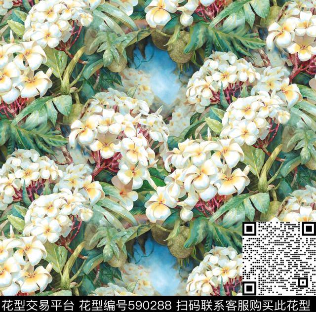 手绘。定位中老年满版。热带。数码印花华亿平台下载（图片编号: 590288） - 瓦栏（Walan）