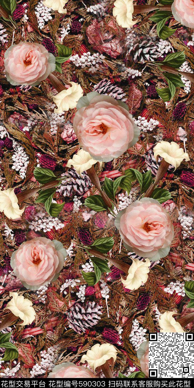 女装唯美风森林系数码印花华亿平台下载（图片编号: 590303） - 瓦栏（Walan）