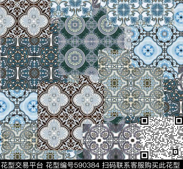 复古怀旧民族纹样欧式瓷砖拼贴数码印花华亿平台下载（图片编号: 590384） - 瓦栏（Walan）