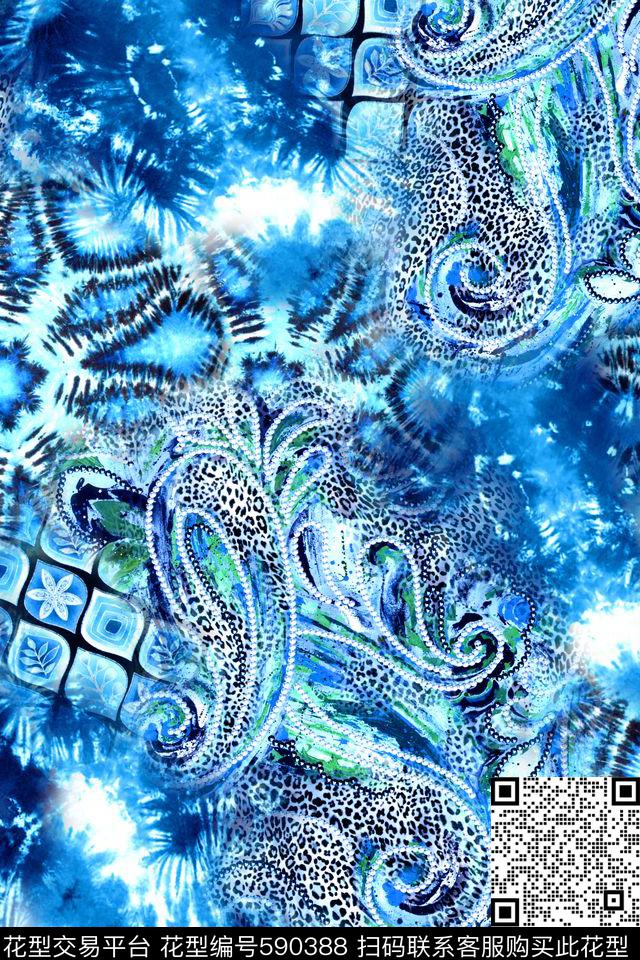 民族风腰果豹纹数码印花华亿平台下载（图片编号: 590388） - 瓦栏（Walan）