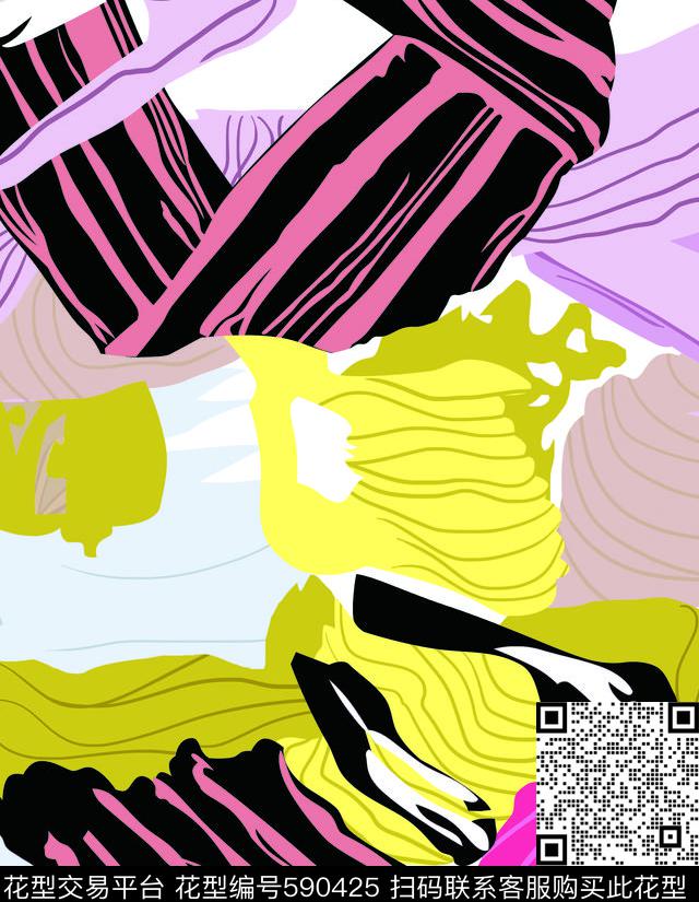 2017大牌抽象笔刷大牌抽象几何拼色华亿平台传统印花华亿平台下载（图片编号: 590425） - 瓦栏（Walan）