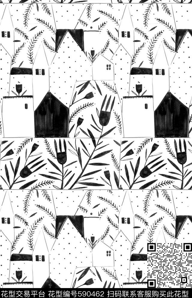 手绘插画拼接传统印花华亿平台下载（图片编号: 590462） - 瓦栏（Walan）