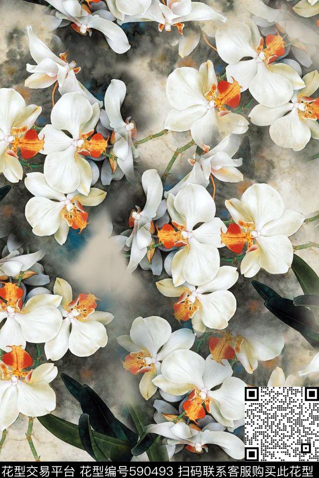 中国风手绘大气大气高雅数码印花华亿平台下载（图片编号: 590493） - 瓦栏（Walan）