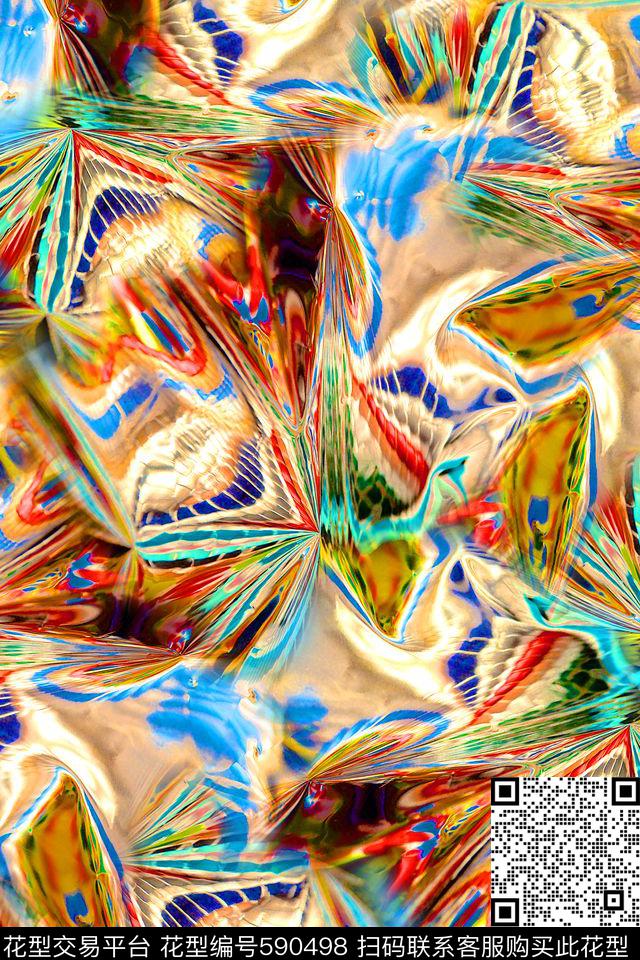 抽象肌理分形数码印花华亿平台下载（图片编号: 590498） - 瓦栏（Walan）