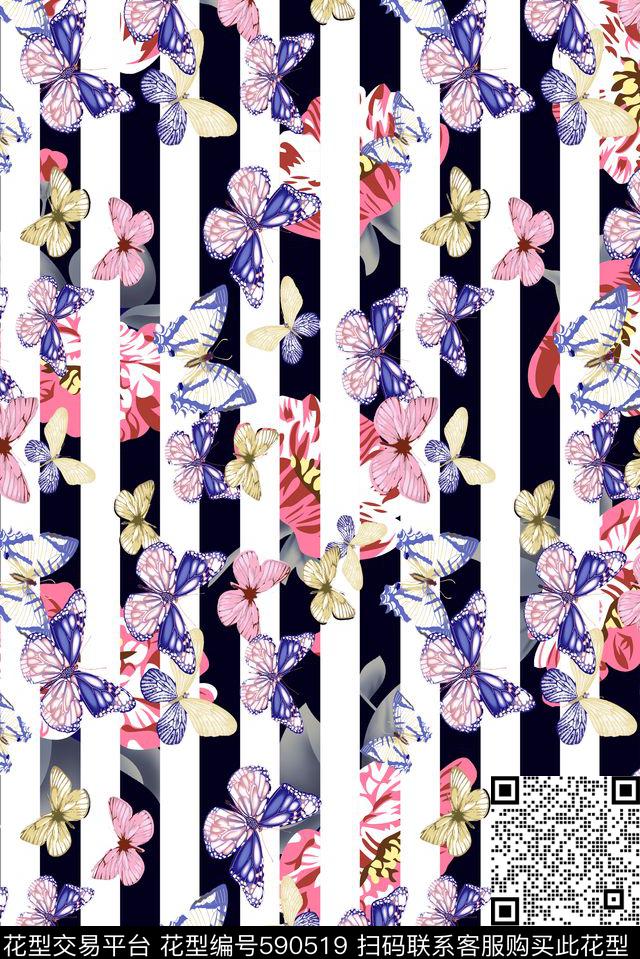 女装裙花卉时尚数码花数码印花华亿平台下载（图片编号: 590519） - 瓦栏（Walan）