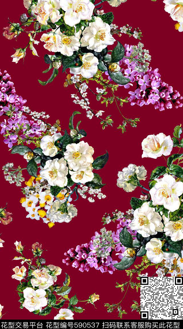 流行色欧式油画数码印花华亿平台下载（图片编号: 590537） - 瓦栏（Walan）