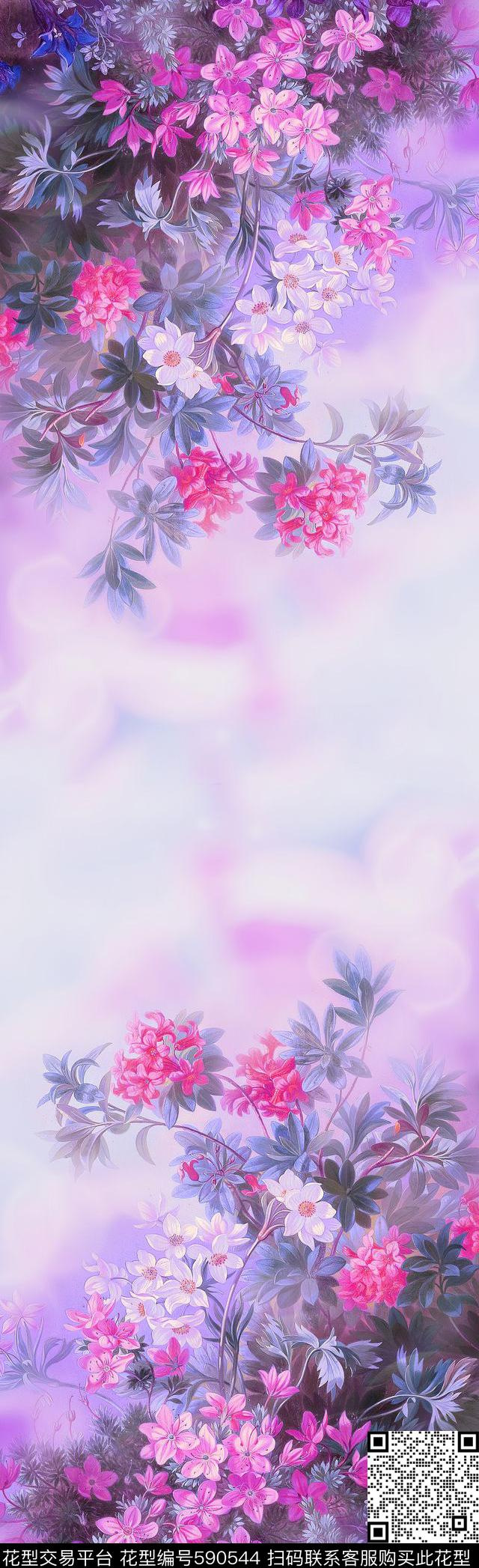 花卉油画风格小碎花数码印花华亿平台下载（图片编号: 590544） - 瓦栏（Walan）
