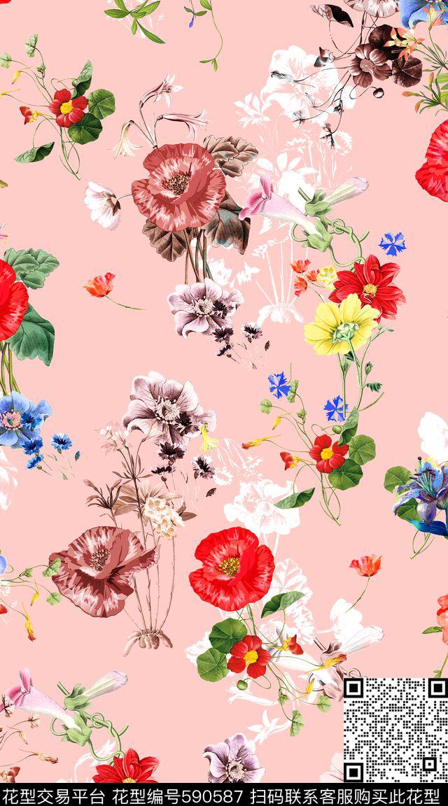 时尚简约小碎花数码印花华亿平台下载（图片编号: 590587） - 瓦栏（Walan）