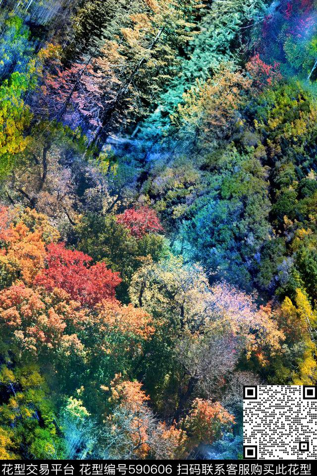 肌理树林风景景观数码印花华亿平台下载（图片编号: 590606） - 瓦栏（Walan）