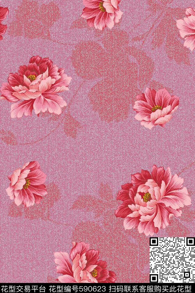 田园风花朵传统印花华亿平台下载（图片编号: 590623） - 瓦栏（Walan）