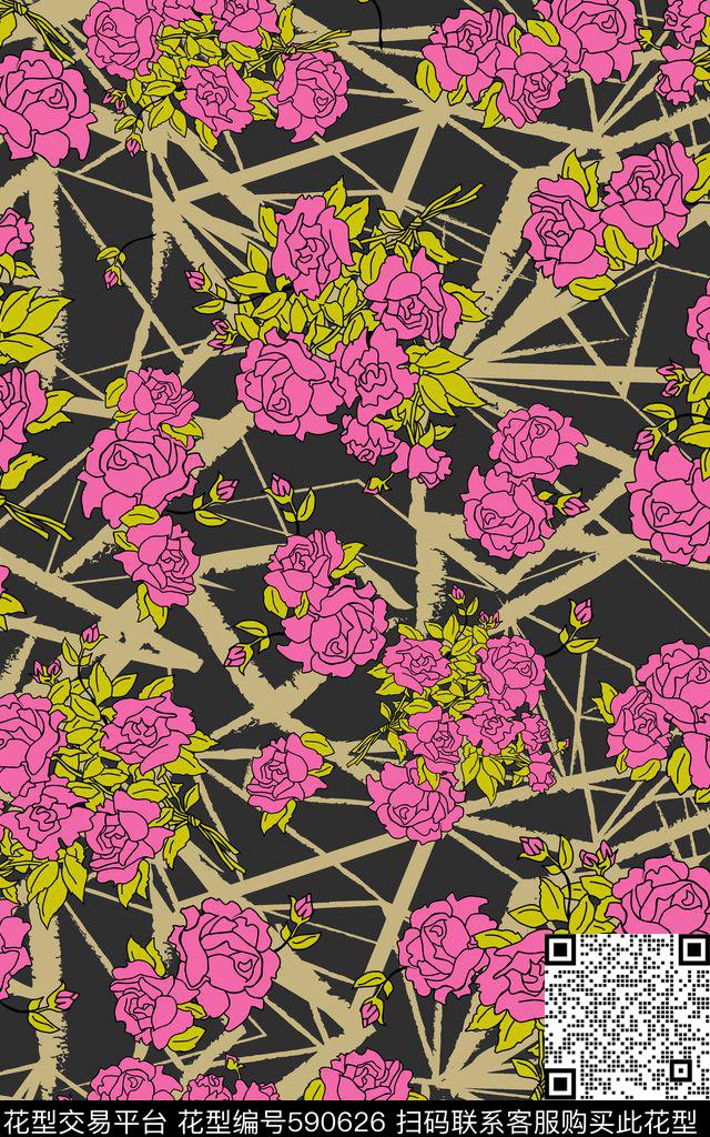 三角形花朵几何传统印花华亿平台下载（图片编号: 590626） - 瓦栏（Walan）