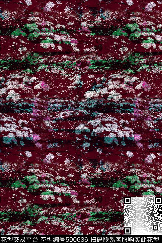 自然花卉时尚数码印花华亿平台下载（图片编号: 590636） - 瓦栏（Walan）