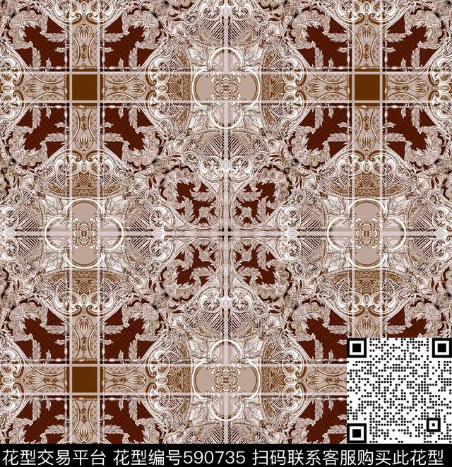 复古。几何花纹裤子数码印花华亿平台下载（图片编号: 590735） - 瓦栏（Walan）