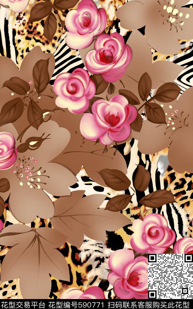 机理条纹斑马纹花朵数码印花华亿平台下载（图片编号: 590771） - 瓦栏（Walan）