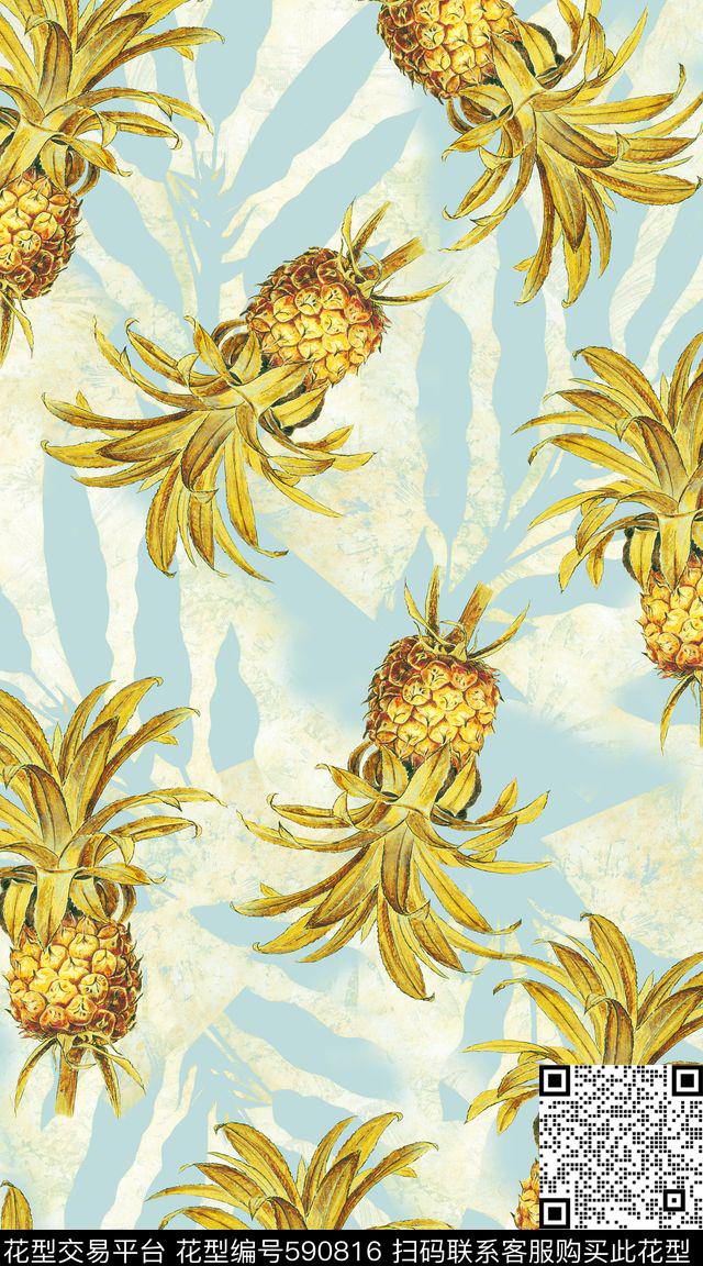 复古大牌棕榈叶数码印花华亿平台下载（图片编号: 590816） - 瓦栏（Walan）