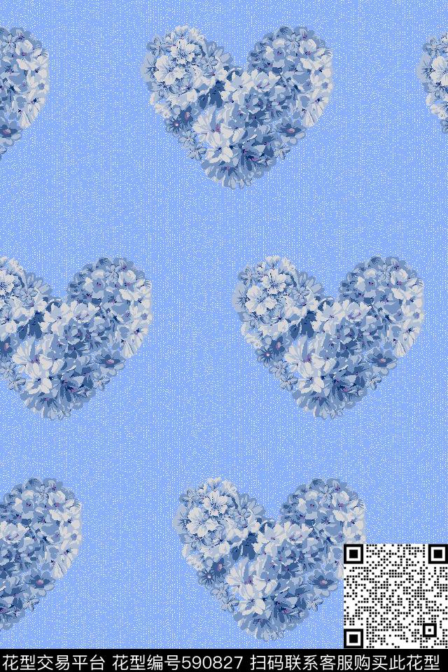 田园风爱心花朵数码印花华亿平台下载（图片编号: 590827） - 瓦栏（Walan）
