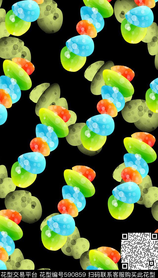 数码图案圆形变换多色数码印花华亿平台下载（图片编号: 590859） - 瓦栏（Walan）