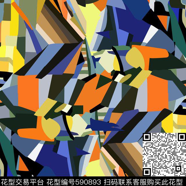 抽象撞色夕传统印花华亿平台下载（图片编号: 590893） - 瓦栏（Walan）