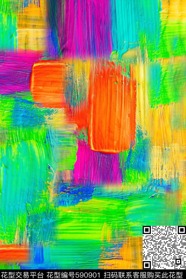 油画笔触油画条纹大条纹数码印花华亿平台下载（图片编号: 590901） - 瓦栏（Walan）