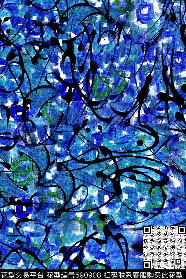 油画笔触手绘女装数码印花华亿平台下载（图片编号: 590908） - 瓦栏（Walan）