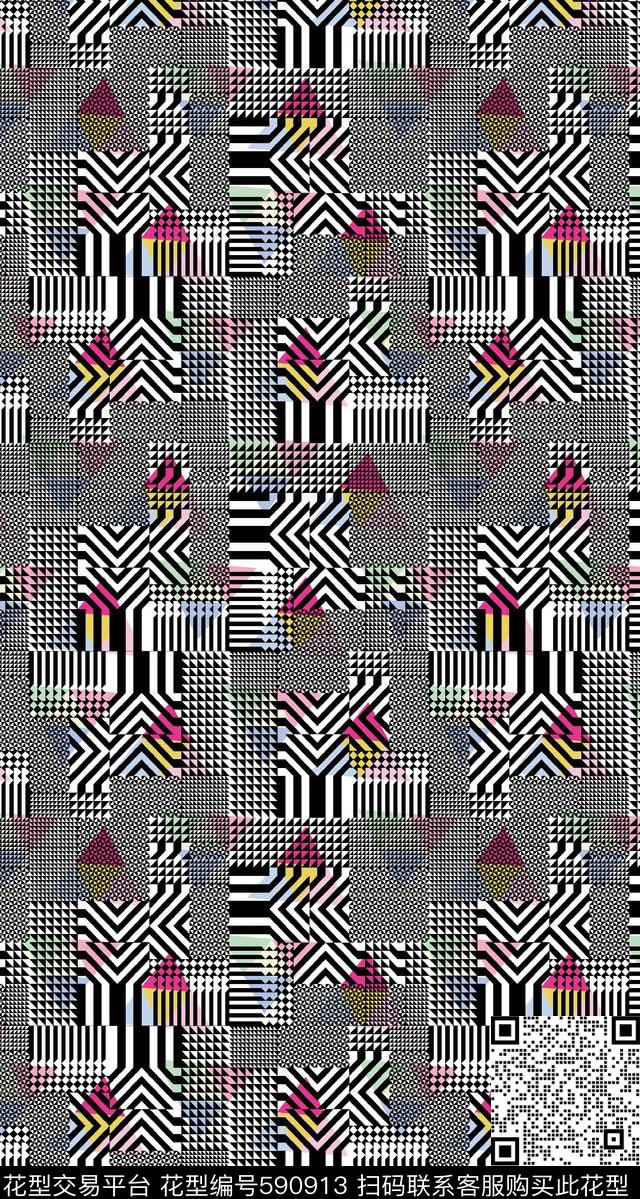 几何拼接几何休闲图形几何传统印花华亿平台下载（图片编号: 590913） - 瓦栏（Walan）