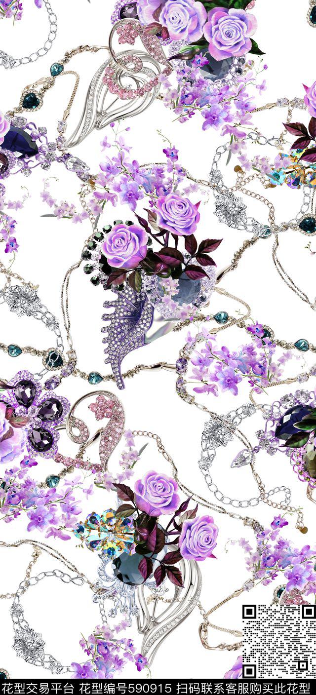 珠宝花卉女装数码印花华亿平台下载（图片编号: 590915） - 瓦栏（Walan）